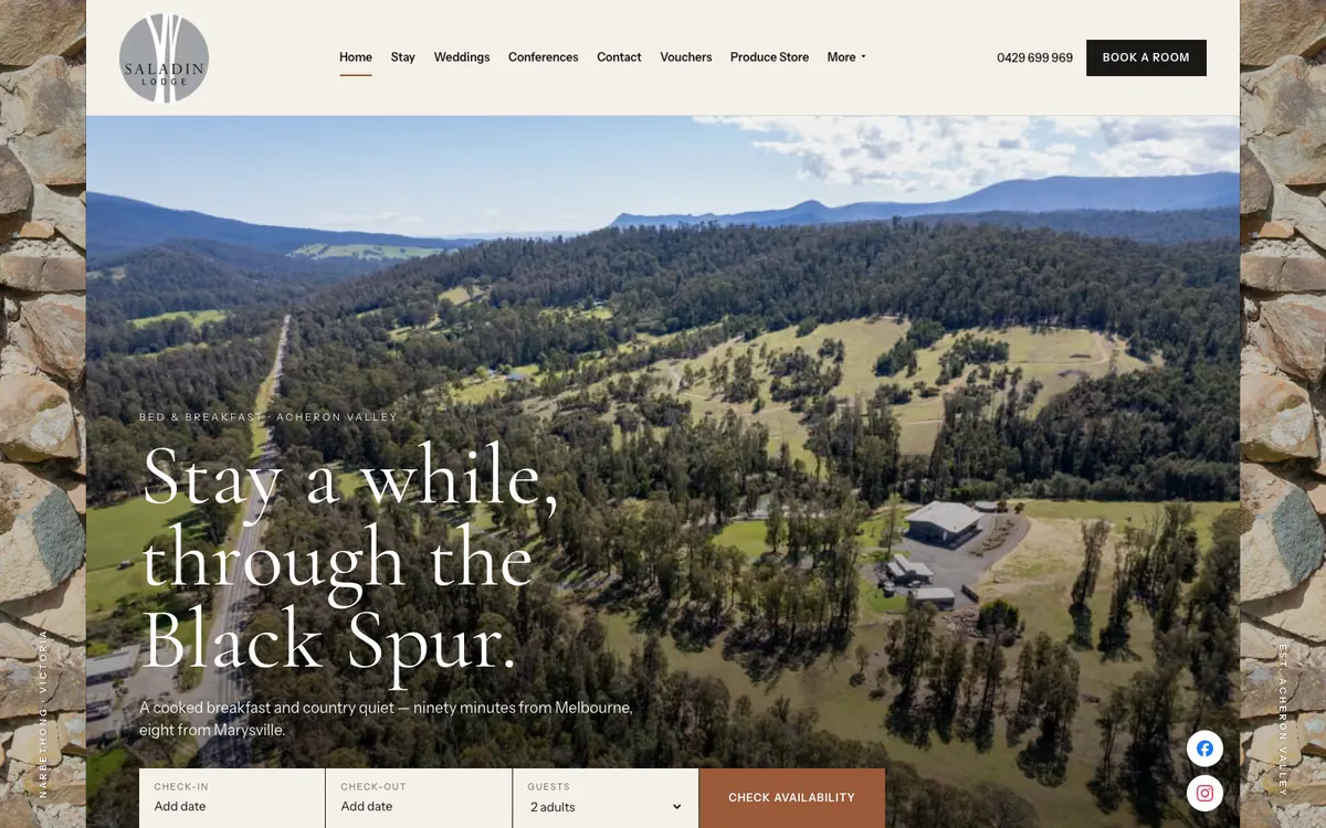 Saladin Lodge website homepage